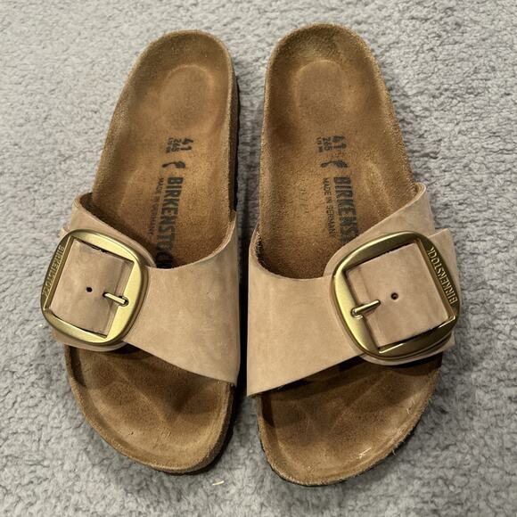 Birkenstock Madrid Big Buckle Cognac Leather / Gold Buckle Slides. W 9.5 Sz 41 - Picture 3 of 8